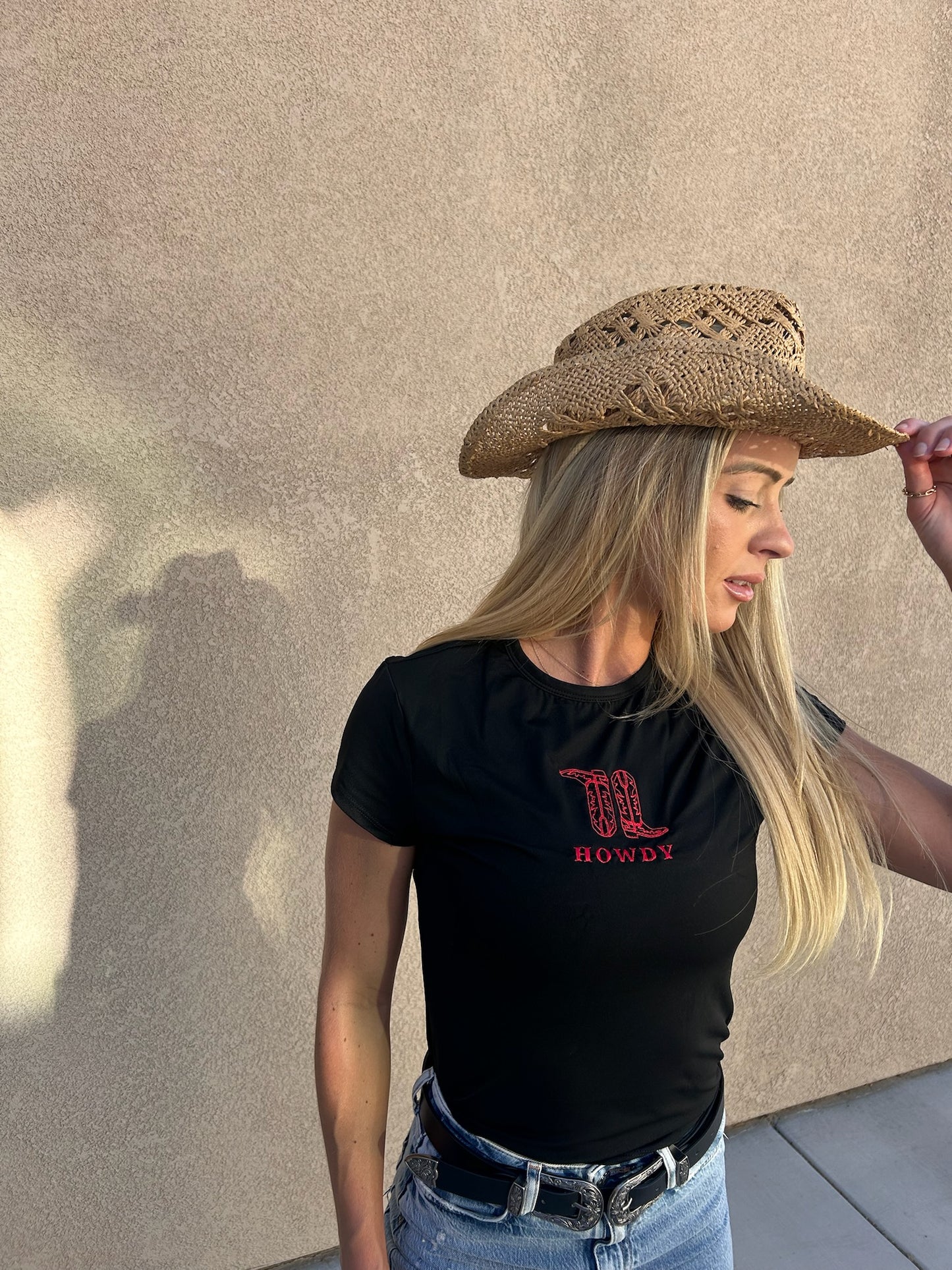 Howdy Cowboy Embroidered T-Shirt