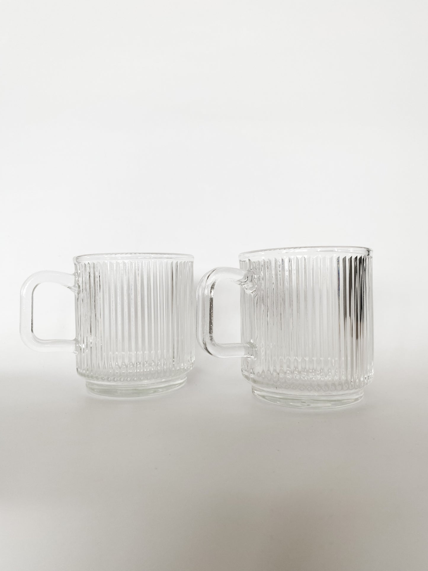 Ribbed Glass Mugs (Set of 2)