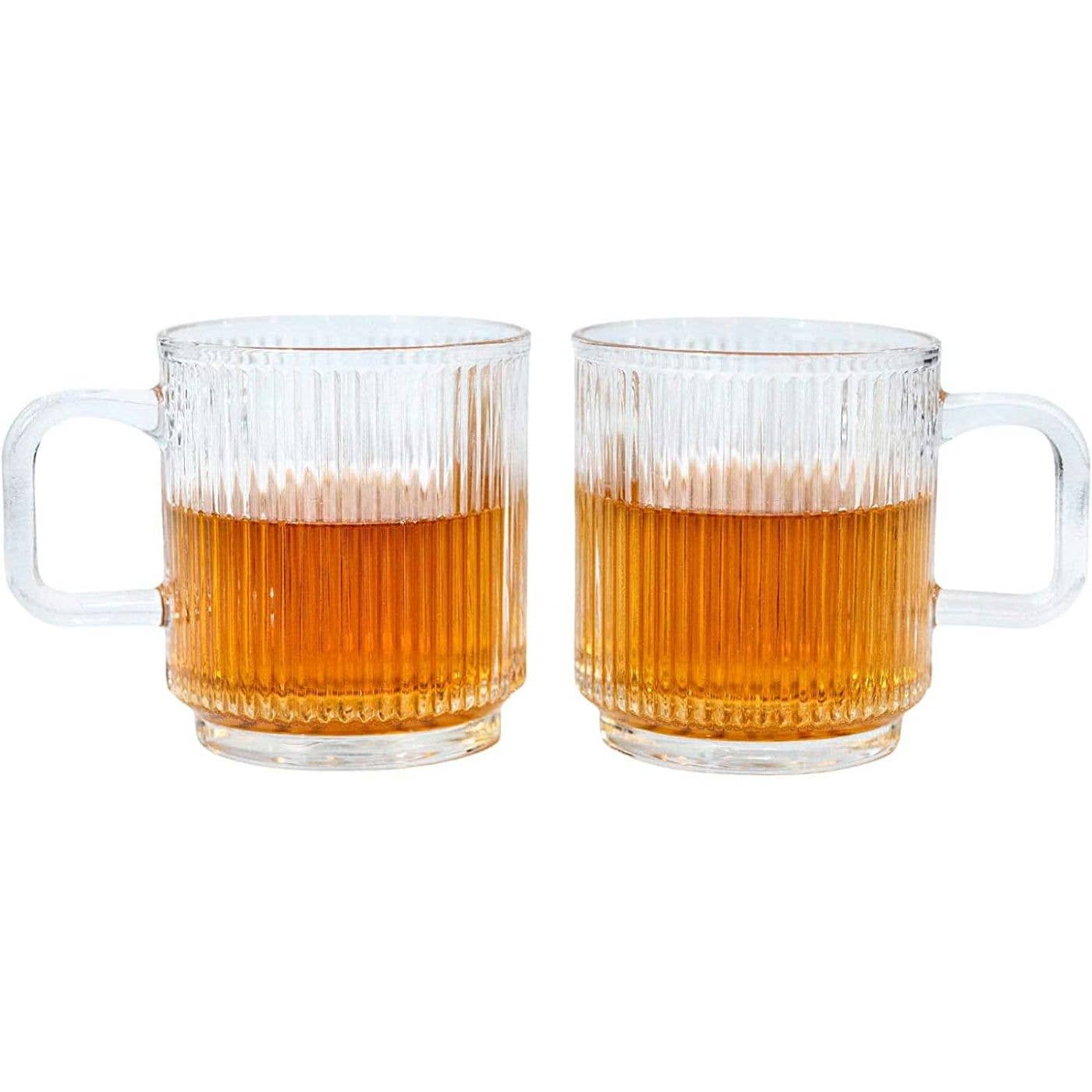 Ribbed Glass Mugs (Set of 2)