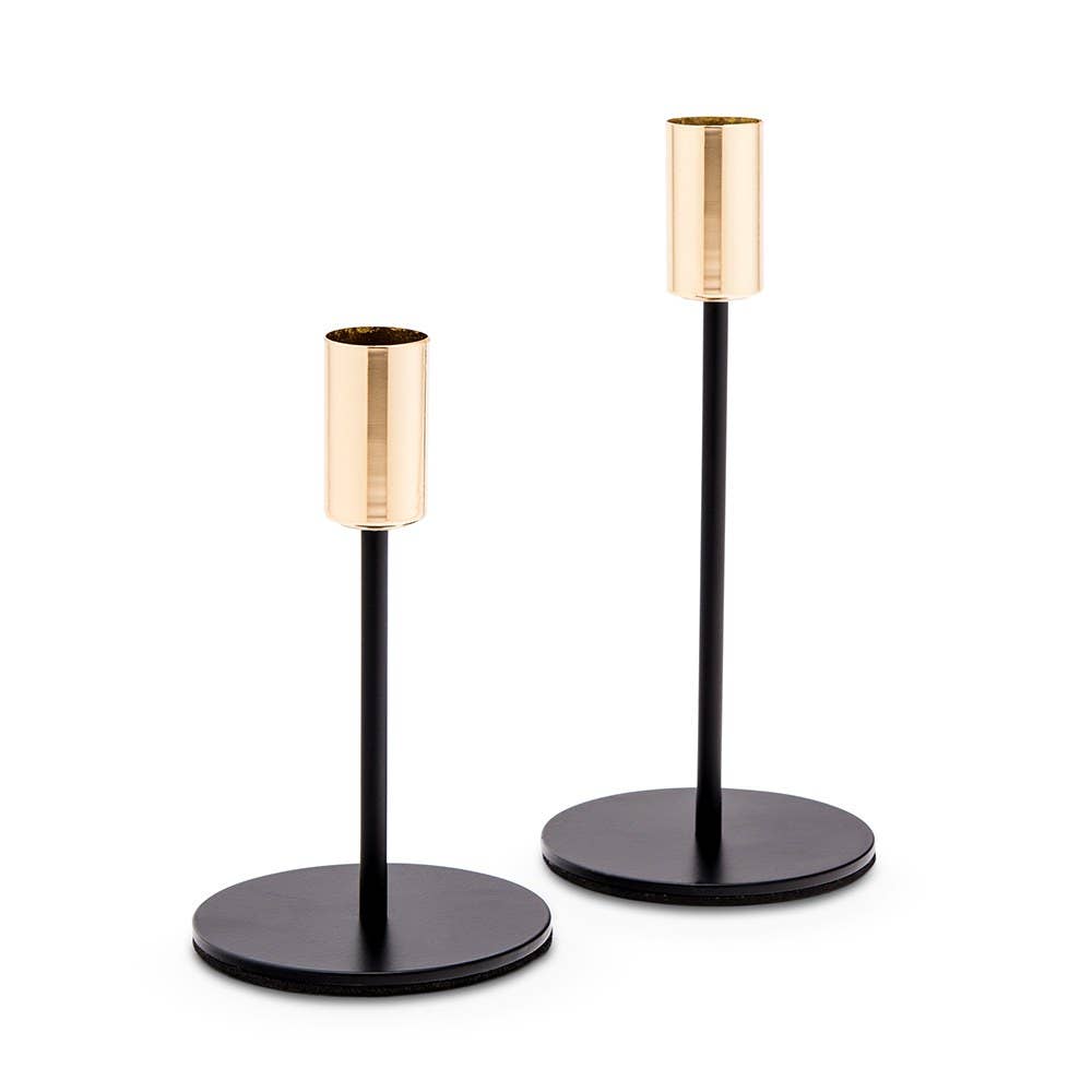 Black & Gold Candle Holders (Set Of 2)