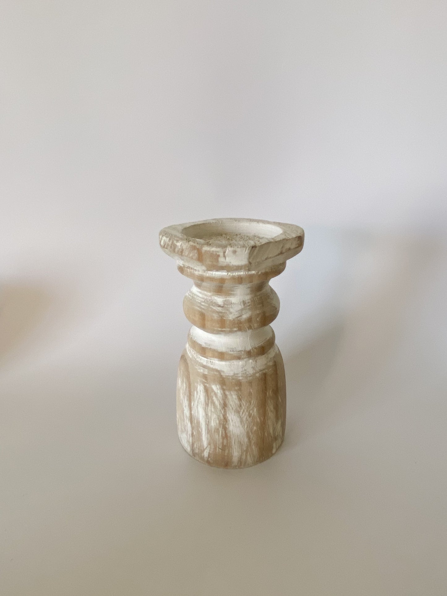 Distressed Wood Pillar Candle Holder