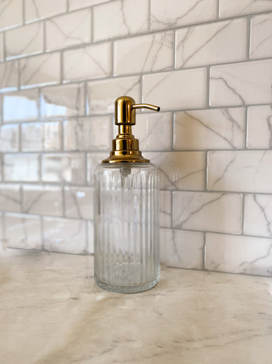 Ribbed Glass Soap Dispenser