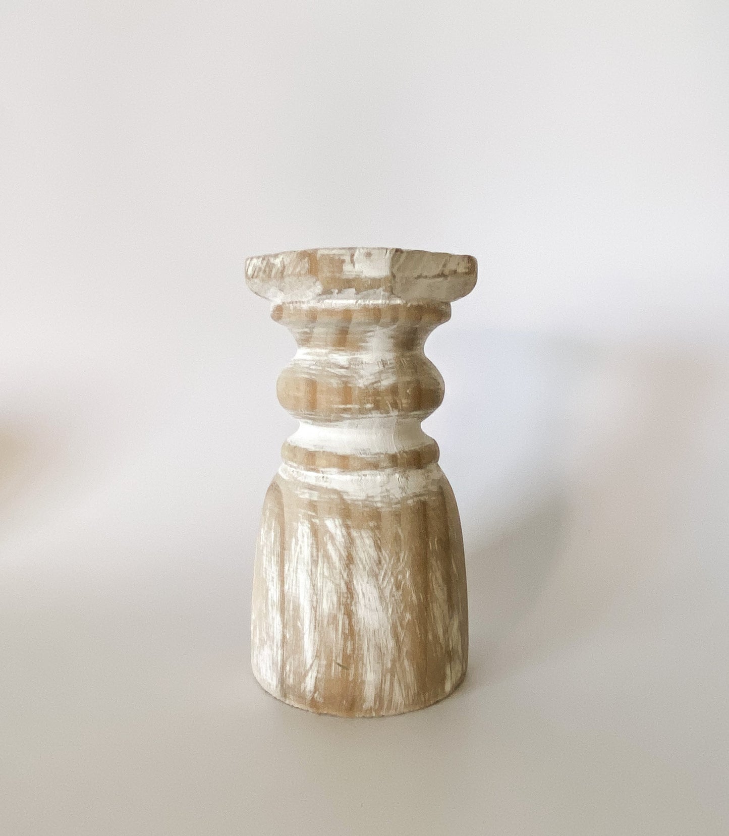 Distressed Wood Pillar Candle Holder