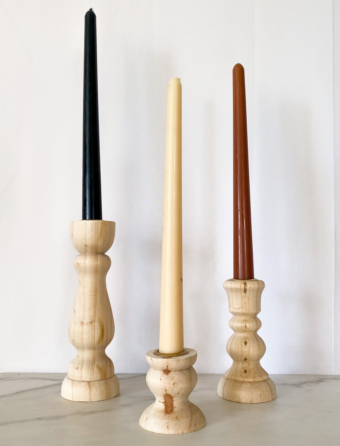 Tiered Wood Candle Holders (Set of 3)