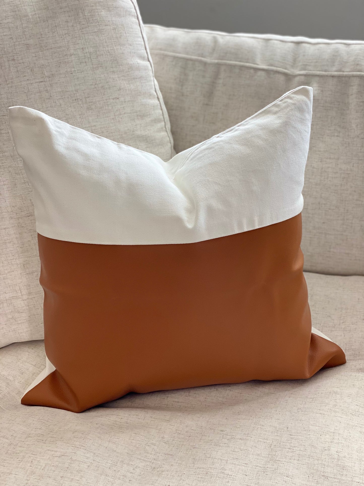 Faux Leather Throw Pillow Cover