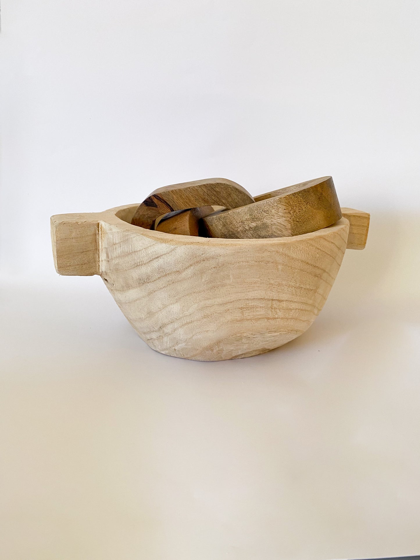 Natural Wood Round Bowl