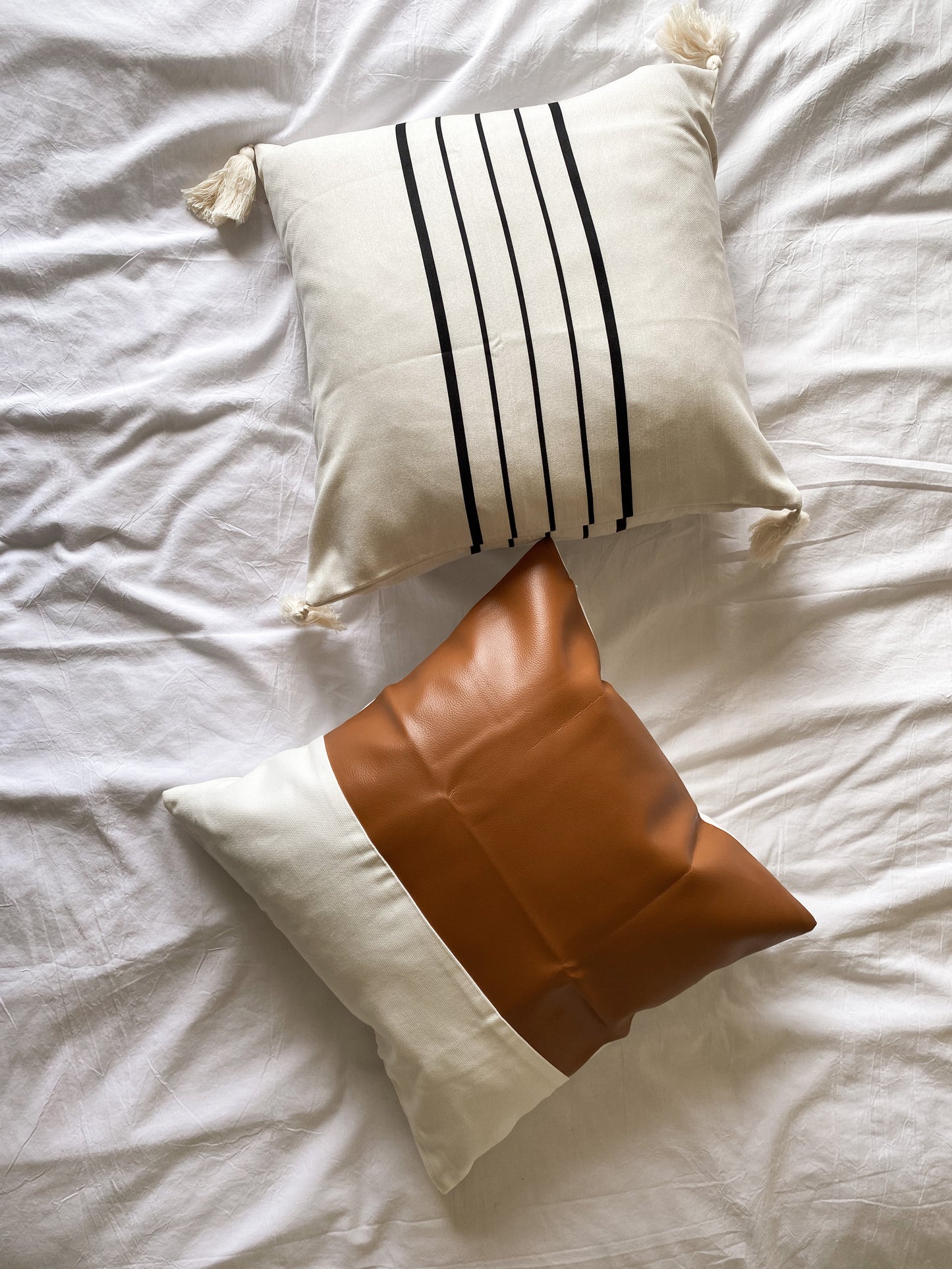 Faux Leather Throw Pillow Cover